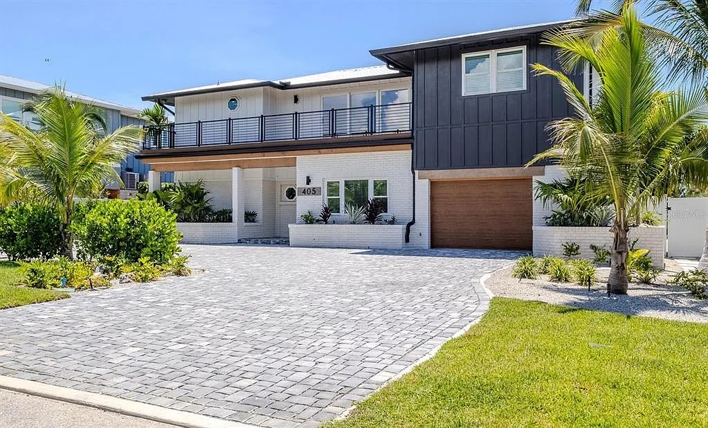 Luxury waterfront home front exterior